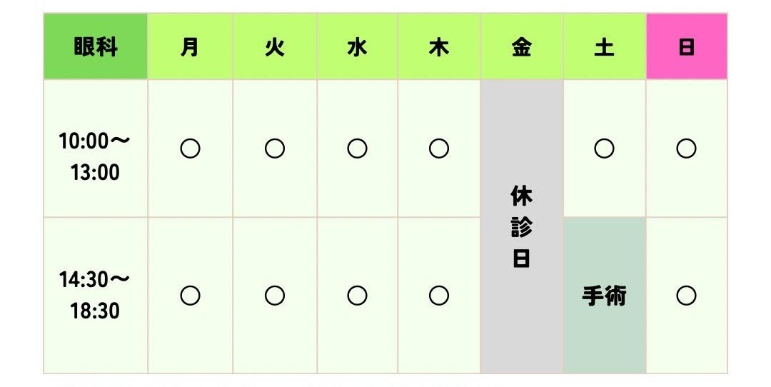 インターパーク小児科内科【眼科】担当医・診療時間